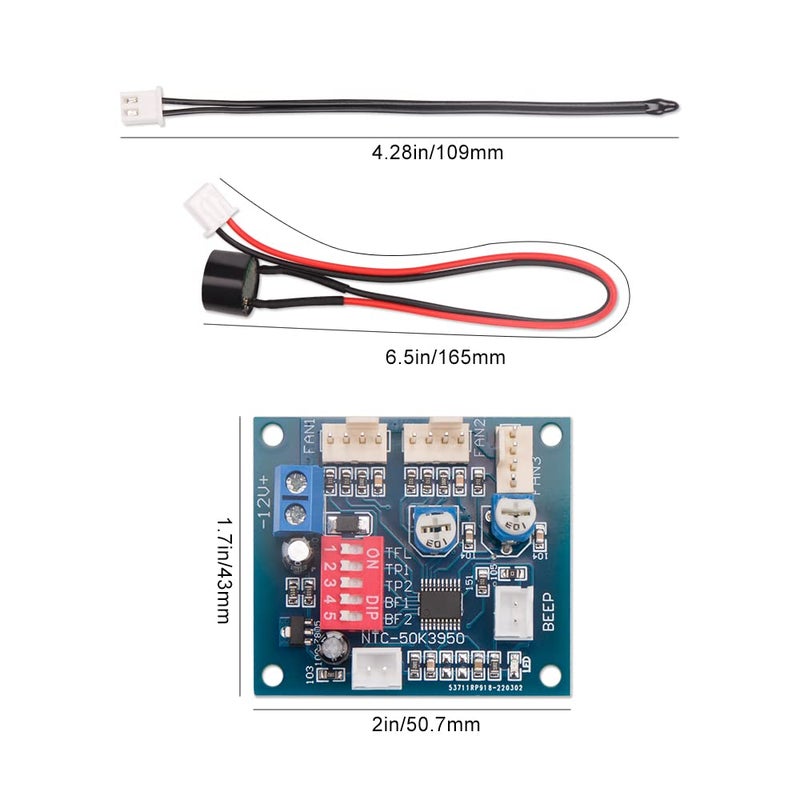 Comidox 2PCS DC 12V 4 Wire PWM PC CPU Fan Temperature Control Speed Controller Module CPU High-Temp Alarm - Image 5